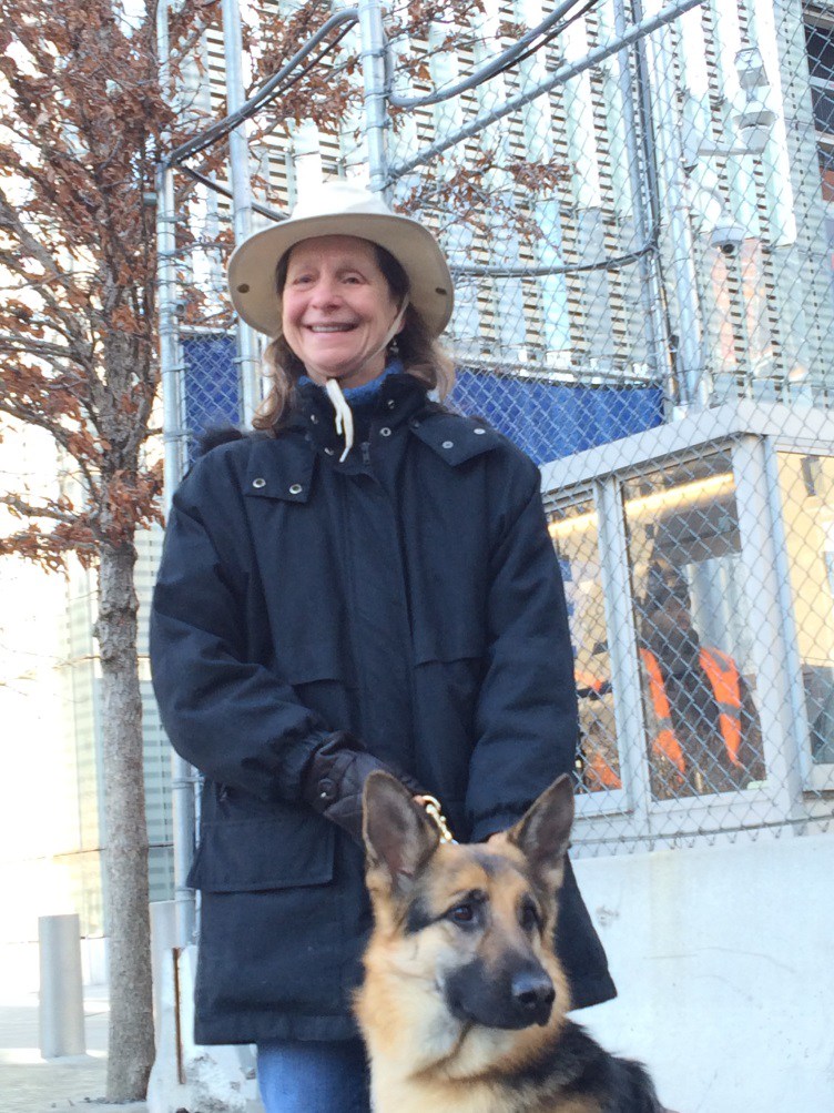 Sue Martin and Quan in front of the Freedom Tower in Manhattan