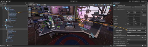Drag and drop center eye anchor component to the event camera
