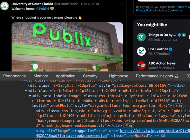 Second X tweet showing image also uses alt="Image"